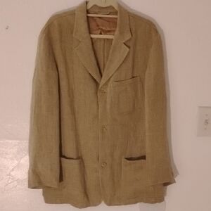 Luciano Barbera 100 Percent Linen Jacket Blazer Sz 50